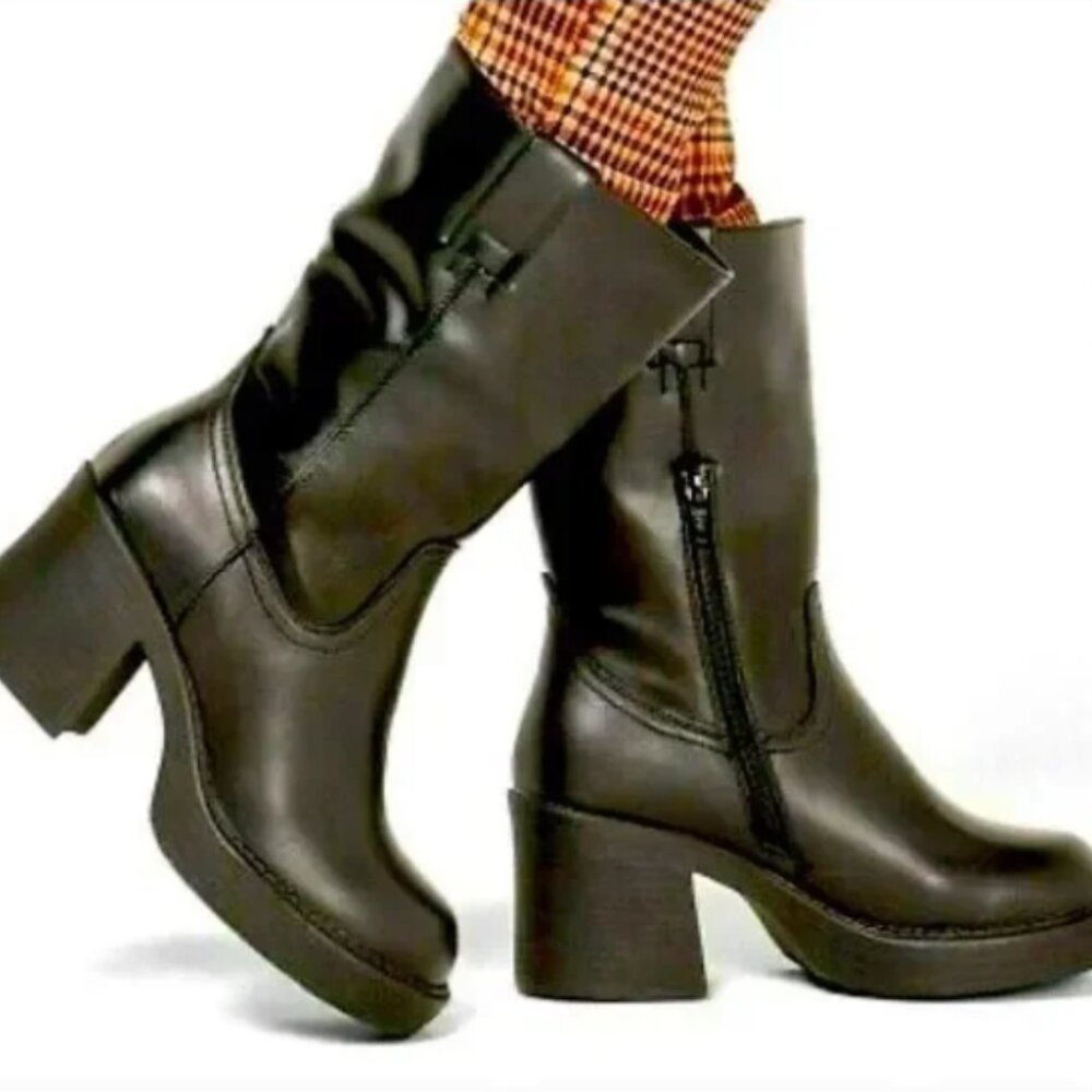 VTG Skechers Jackpots Out Tonight Black Women’s Y2K Boots Chunky Platform Sz 9.5